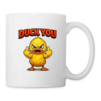 Duck You Funny Cartoon Duck - Tasse - Weiß - Rechts