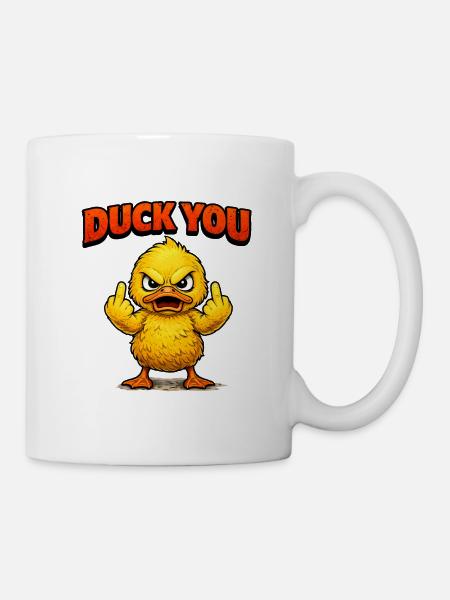 Duck You Funny Cartoon Duck - Tasse - Weiß