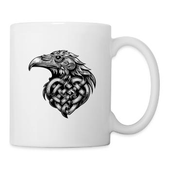 Adler-Illustration Schwarzer Tattoo-Stil - Tasse - Weiß - Rechts