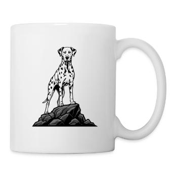 Chien Dalmatien sur Rocher Portrait Tacheté Noir - Mug blanc - blanc - Droite