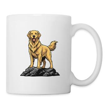 Chien Golden Retriever sur Rocher Portrait Doré - Mug blanc - blanc - Droite