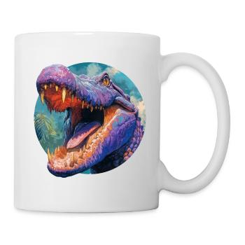 Buntes Dinosaurier-Design - Tasse - Weiß - Rechts