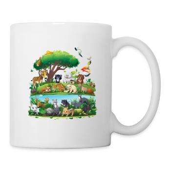 Paradis animalier forestier au bord de la rivière - Mug blanc - blanc - Droite