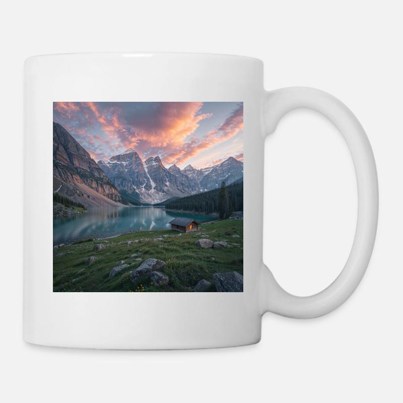 Refuge alpin au lac de montagne - Mug blanc - blanc