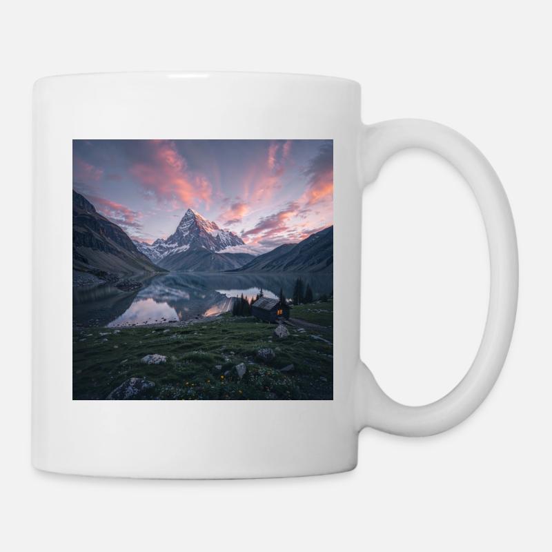 Réflexion du soir alpin - Mug blanc - blanc