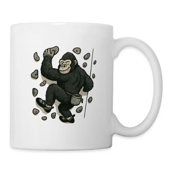 Bouldern Gorilla – Affe an der Kletterwand - Tasse - Weiß - Rechts
