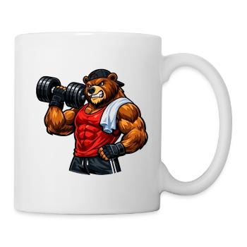 Kraftbär im Fitnessgym - Tasse - Weiß - Rechts