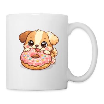 Kleiner Hund und Donut - Tasse - Weiß - Rechts