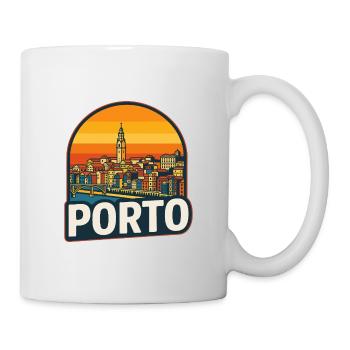 Porto Portugal Retro Sunset Skyline Design - Mug - white - Right