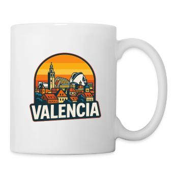 Valencia Spain Retro Sunset Skyline Design - Mug - white - Right