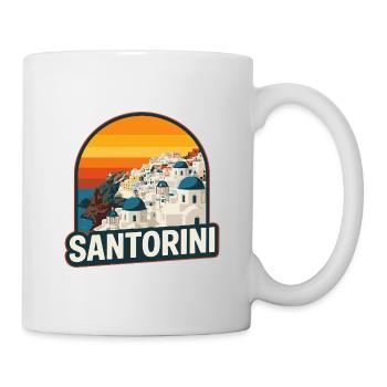 Santorini Griechenland Retro Sonnenuntergang Vintage-Inselkunst - Tasse - Weiß - Rechts