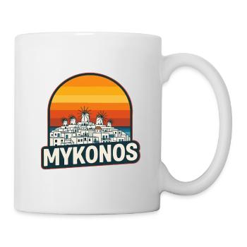 Mykonos Griechenland Windmühlen Retro Sonnenuntergangskunst - Tasse - Weiß - Rechts