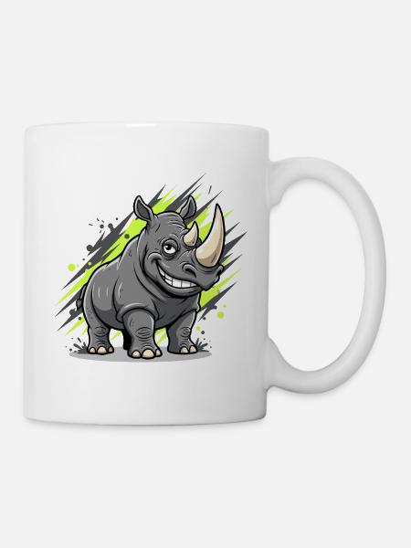 Grinsender Rhino Graffiti Stil - Tasse - Weiß