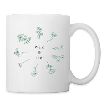 Design Damen Blumenkreis, Yoga und Entspannung - Tasse - Weiß - Rechts