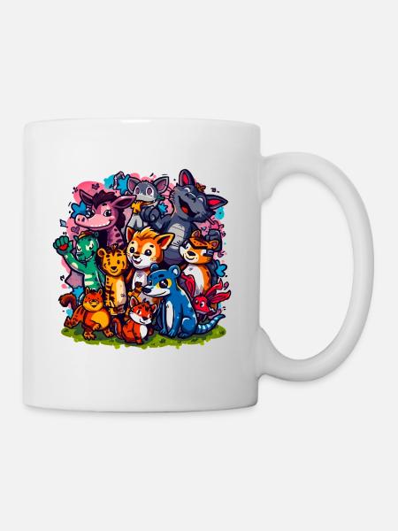Cartoonfarben der Tiergruppe - Tasse - Weiß