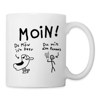 Moin Möwe Pommesdieb Lustig - Tasse - Weiß - Rechts