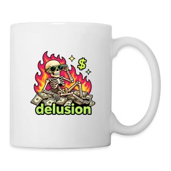 Flammende Dollar Skelett-Wahnvorstellung - Tasse - Weiß - Rechts