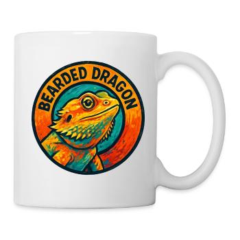 Lézard Agame Barbu Style Gravure Colorée - Mug blanc - blanc - Droite