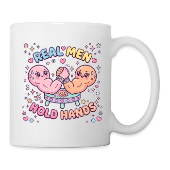 Arm Wrestling – Real Men Holding Hands - Mug - white - Right