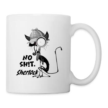 « Sans blague, Sherlock » Mème humoristique du chat noir - Mug blanc - blanc - Droite