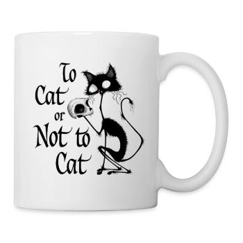 "To Cat or Not To Cat" Funny Cat Hamlet meme  - Mug - white - Right