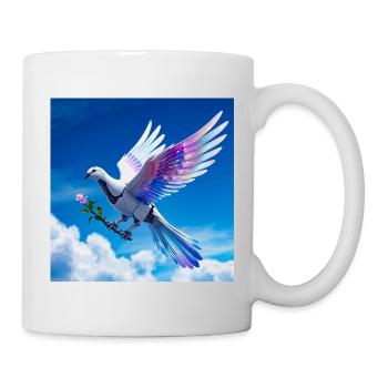 Bunte Taube mit Regenbogenflügeln - Tasse - Weiß - Rechts
