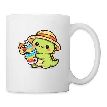 Summer dinosaur with cocktail - Mug - white - Right