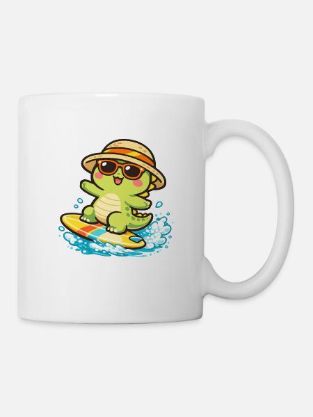 Sonnige Surf-Schildkröte - Tasse - Weiß