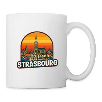 Strasbourg Retro Sunset Vintage Skyline Design - Mug - white - Right
