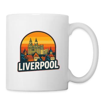 Liverpool Skyline Retro Sunset Vintage-Design - Tasse - Weiß - Rechts