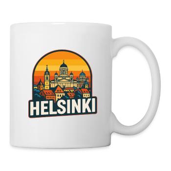 Helsinki Finland Retro Sunset Skyline Art - Mug - white - Right