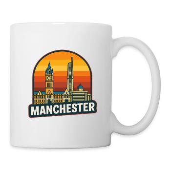 Manchester Skyline Retro Sunset Vintage Art - Mug blanc - blanc - Droite