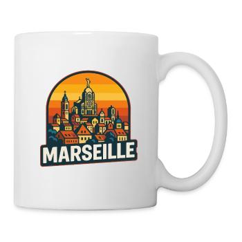 Marseille France Retro Sunset Skyline Art - Mug - white - Right
