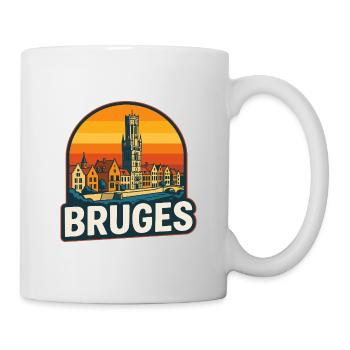 Brügge Belgien Retro Sonnenuntergang Skyline Vintage - Tasse - Weiß - Rechts