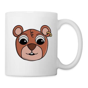 Fröhliches, freches Tiergesicht - Tasse - Weiß - Rechts