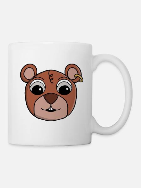 Fröhliches, freches Tiergesicht - Tasse - Weiß