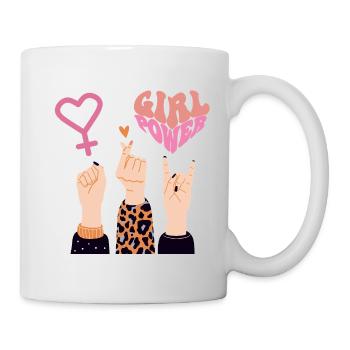 GIRL POWER, SISTERS, LOVE & ROCK ON! 💪❤️♀️ - Mug - white - Right