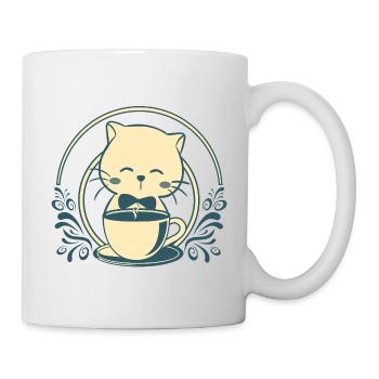 Kawaii Tea Cat – Cute Vintage Teetasse - Tasse - Weiß - Rechts