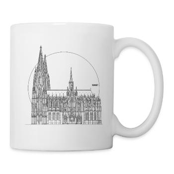 Köln Dom – Line Art PLZ - Tasse - Weiß - Rechts