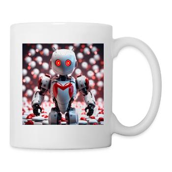Herzroboter mit leuchtenden Augen - Tasse - Weiß - Rechts