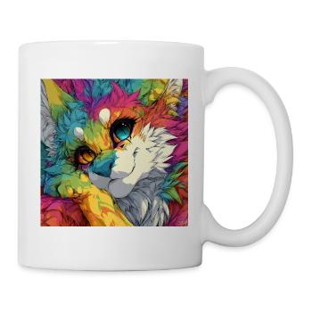 Rainbow Fur Cuddly Cat - Mug - white - Right
