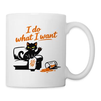 Freche schwarze Katze – I do what I want - Tasse - Weiß - Rechts
