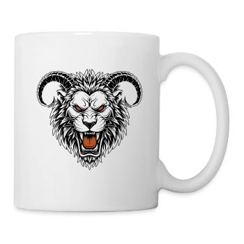 Löwenmaske Widderhörner Weißes Chimäre-Totem - Tasse - Weiß - Rechts
