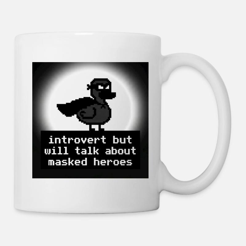 Introvert trifft Maskierte Helden Pixel - Tasse - Weiß