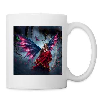 Fée ailée en robe rouge - Mug blanc - blanc - Droite