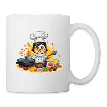 Küchen-Pinguin Meisterkoch - Tasse - Weiß - Rechts