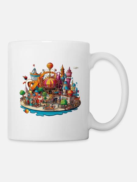 Farbenfrohe Freizeitinsel - Tasse - Weiß