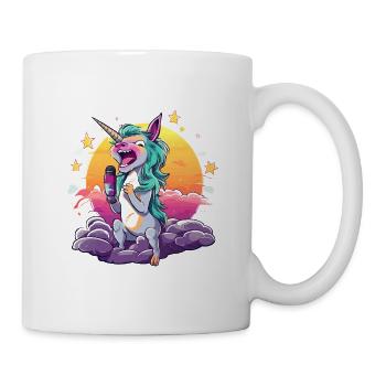 Licorne au coucher de soleil avec micro - Mug blanc - blanc - Droite