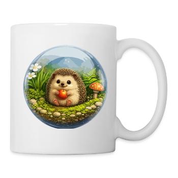 Hérisson dans une boule de verre avec scène de forêt - Mug blanc - blanc - Droite