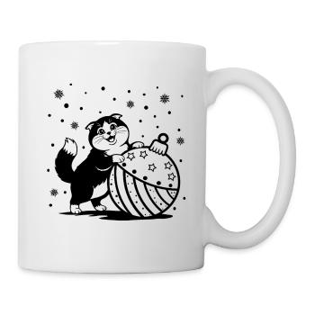 Cute Fluffy Cat with a Big Christmas Bauble - Mug - white - Right